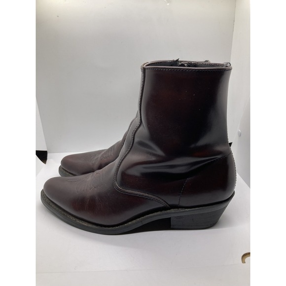 Laredo Leather Long Haul Western Side Zipper Boots Burnt‎ Apple Men's Size 9.5 D - Picture 1 of 12